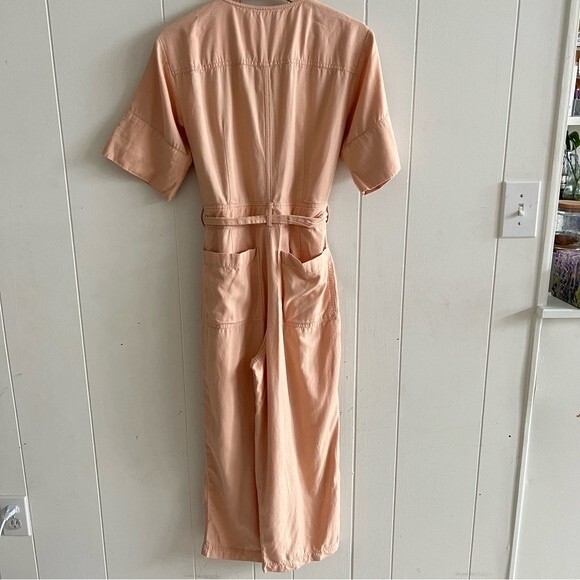 Madewell Top-Stitched Coverall Jumpsuit in Bashful Blush Pink - Picture 5 of 13